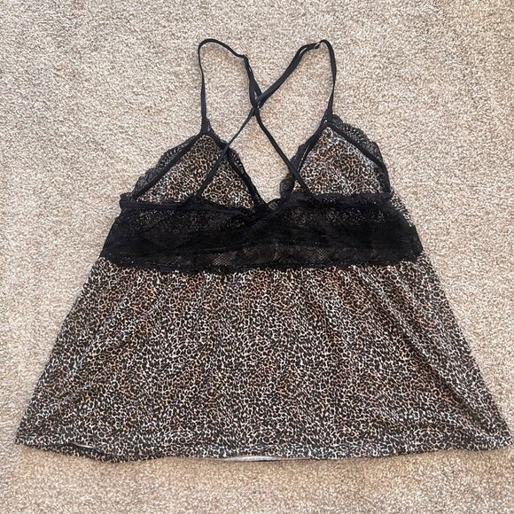 Vintage Victoria Secret Lingerie Cheetah Leopard Lace Babydoll Cami Top S/M - Picture 6 of 9
